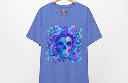Psychedelic Skull Art with Butterflies and Roses Tee