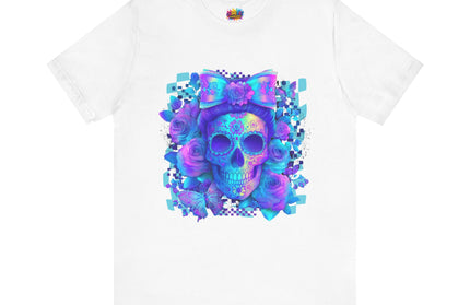 Psychedelic Skull Art with Butterflies and Roses Tee