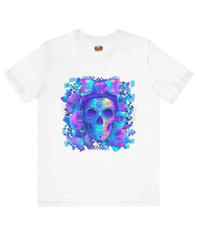 Psychedelic Skull Art with Butterflies and Roses Tee