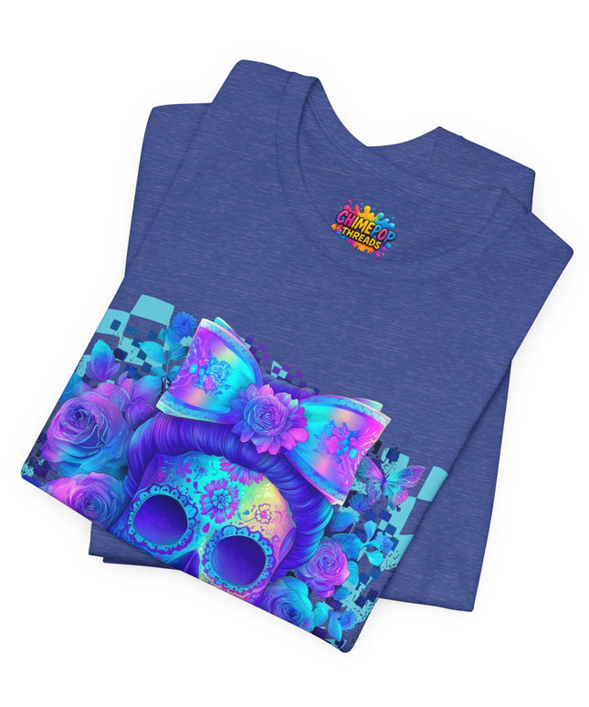 Psychedelic Skull Art with Butterflies and Roses Tee