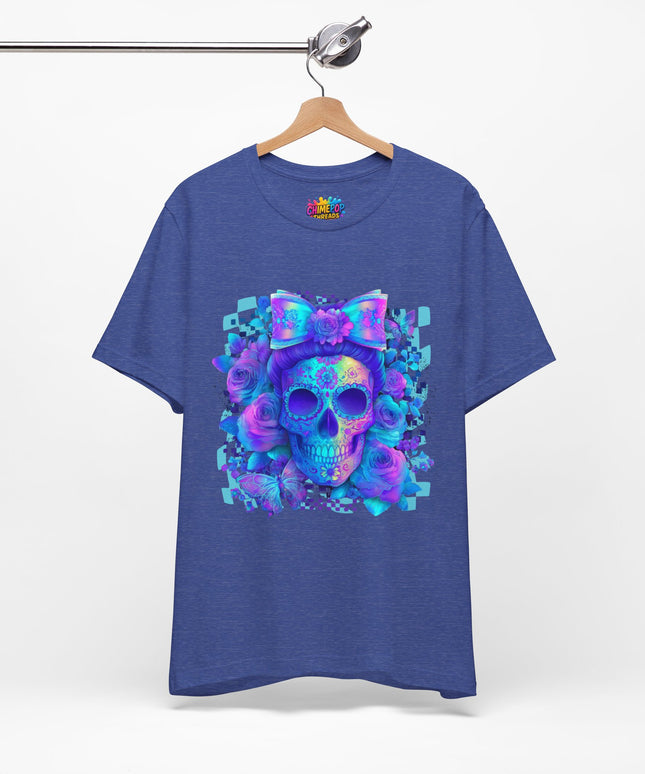 Psychedelic Skull Art with Butterflies and Roses Tee