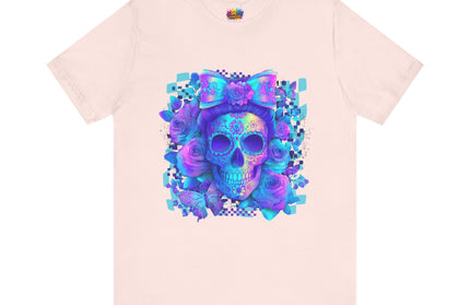 Psychedelic Skull Art with Butterflies and Roses Tee