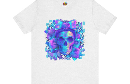 Psychedelic Skull Art with Butterflies and Roses Tee