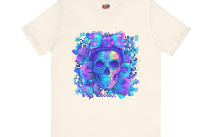 Psychedelic Skull Art with Butterflies and Roses Tee