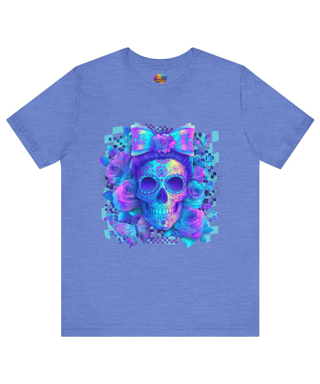 Psychedelic Skull Art with Butterflies and Roses Tee