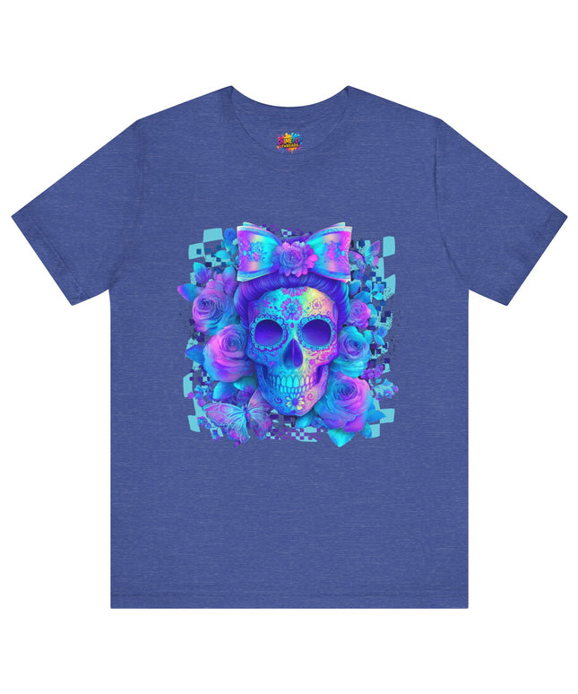 Psychedelic Skull Art with Butterflies and Roses Tee