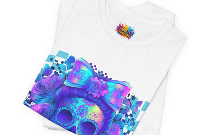 Psychedelic Skull Art with Butterflies and Roses Tee