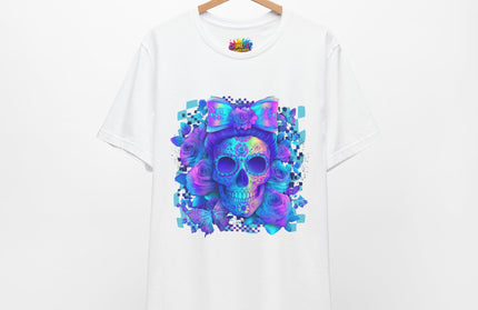 Psychedelic Skull Art with Butterflies and Roses Tee