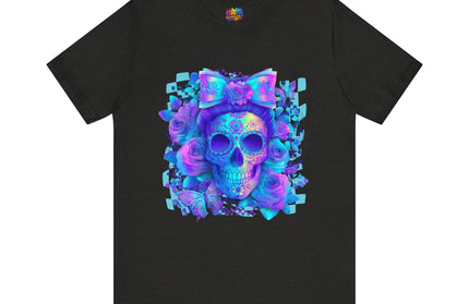 Psychedelic Skull Art with Butterflies and Roses Tee