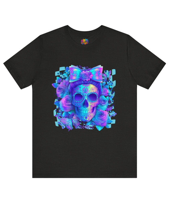 Psychedelic Skull Art with Butterflies and Roses Tee