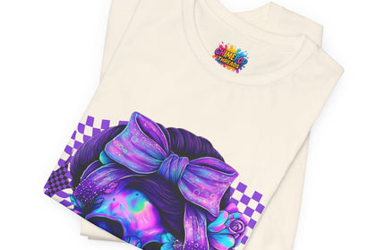 Purple Glow Skull with Big Bow Tee
