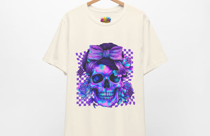 Purple Glow Skull with Big Bow Tee