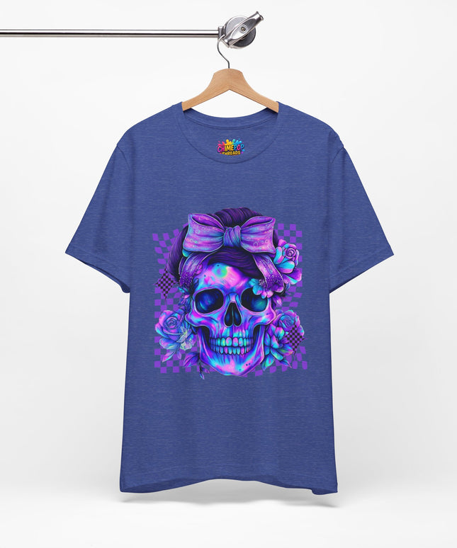 Purple Glow Skull with Big Bow Tee