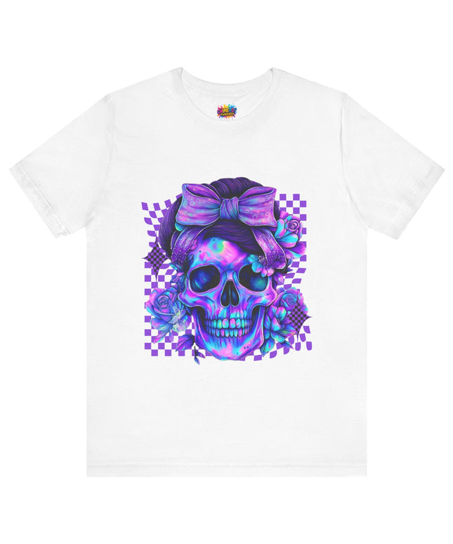 Purple Glow Skull with Big Bow Tee