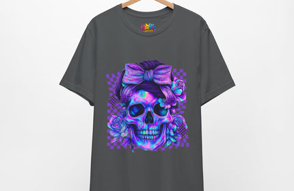Purple Glow Skull with Big Bow Tee