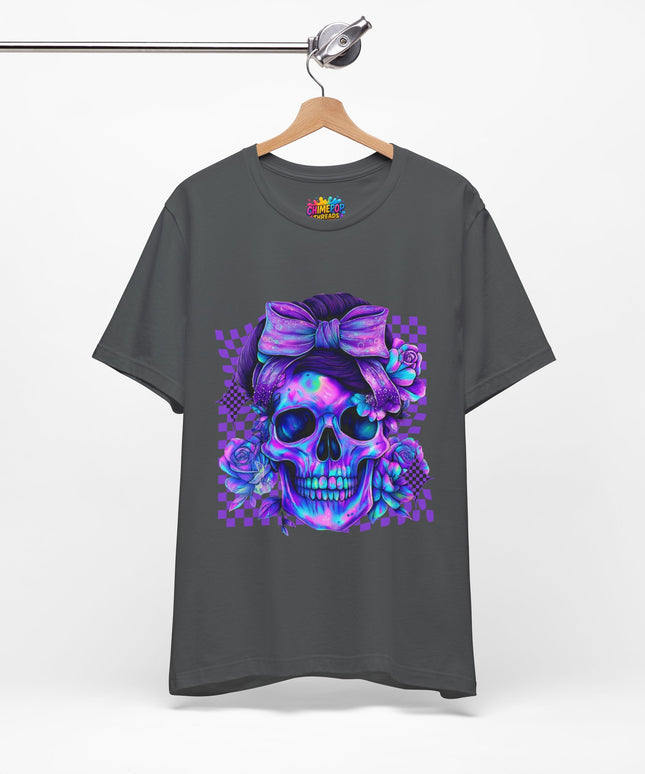 Purple Glow Skull with Big Bow Tee