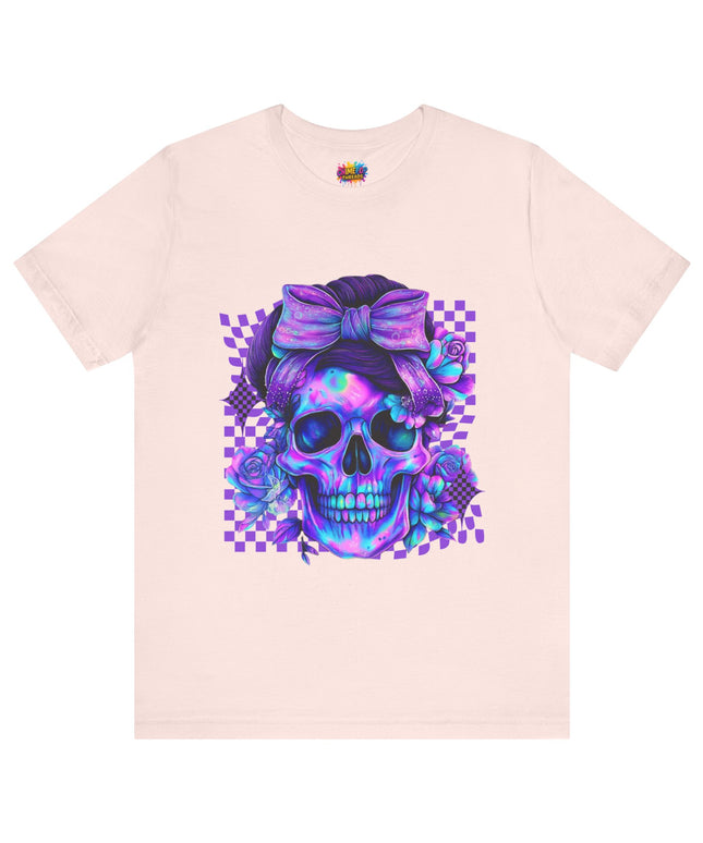 Purple Glow Skull with Big Bow Tee