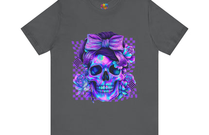Purple Glow Skull with Big Bow Tee