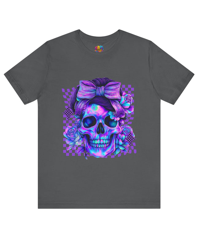 Purple Glow Skull with Big Bow Tee