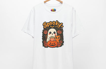 Spooky Ghost Pumpkin Cat Tee