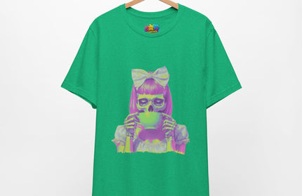 Spooky Tea Time Pastel Goth Skeleton Tee