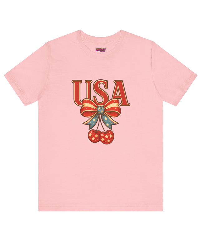 USA CHERRY BOW GRAPHIC TEE