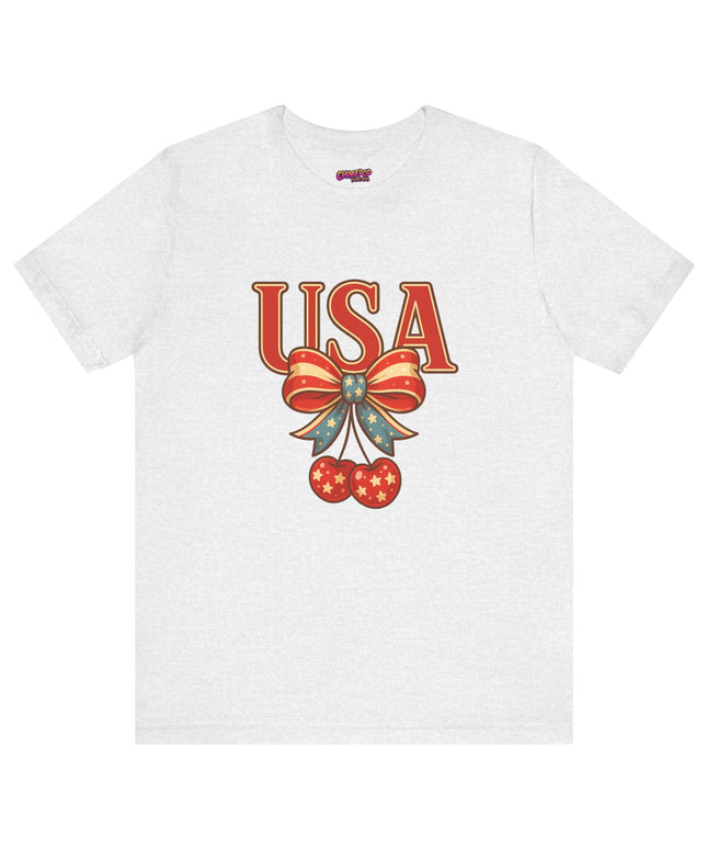 USA CHERRY BOW GRAPHIC TEE