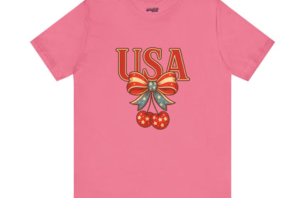 USA CHERRY BOW GRAPHIC TEE
