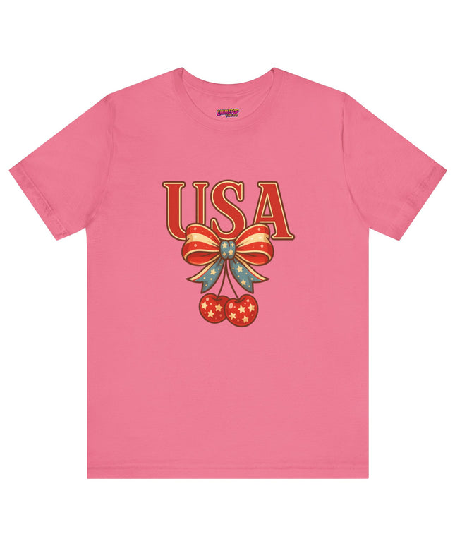 USA CHERRY BOW GRAPHIC TEE