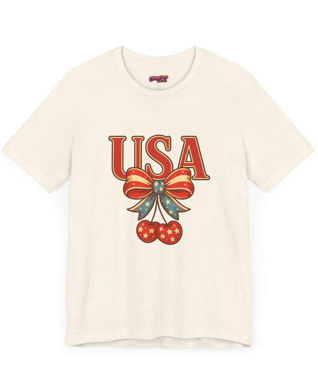 USA CHERRY BOW GRAPHIC TEE