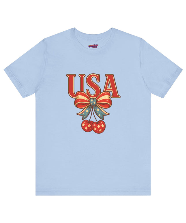 USA CHERRY BOW GRAPHIC TEE