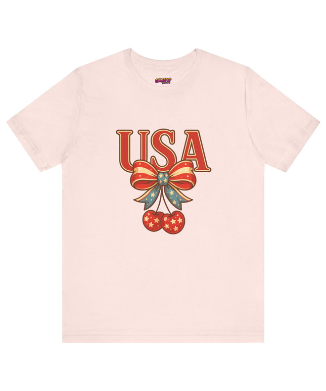 USA CHERRY BOW GRAPHIC TEE