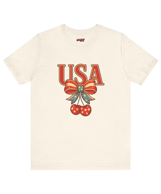 USA CHERRY BOW GRAPHIC TEE