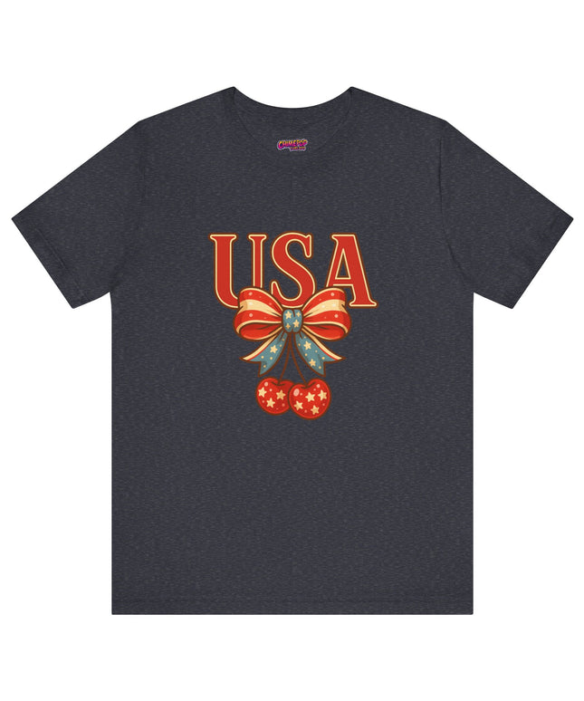 USA CHERRY BOW GRAPHIC TEE