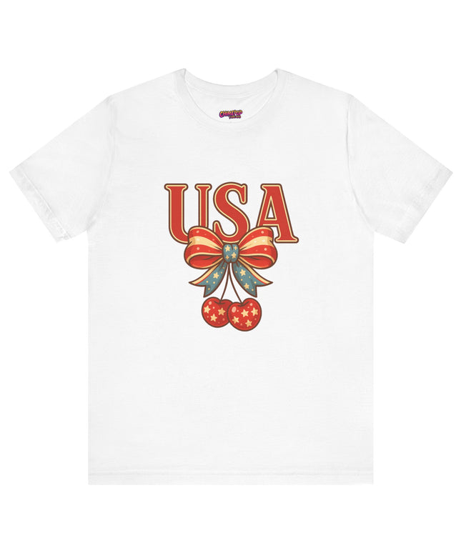 USA CHERRY BOW GRAPHIC TEE