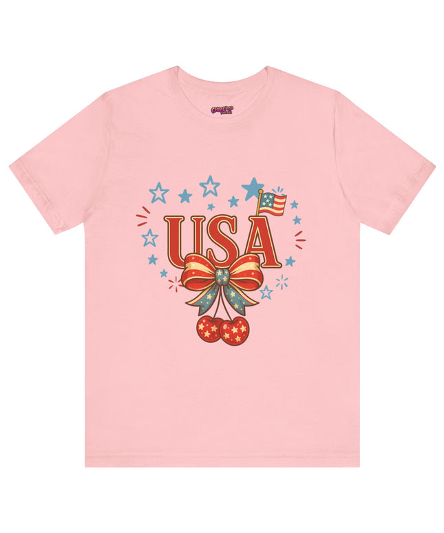 USA CHERRY COQUETTE STARS AND STRIPES TEE