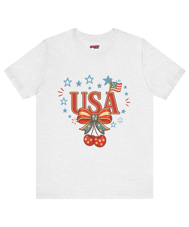 USA CHERRY COQUETTE STARS AND STRIPES TEE