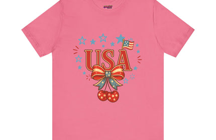USA CHERRY COQUETTE STARS AND STRIPES TEE