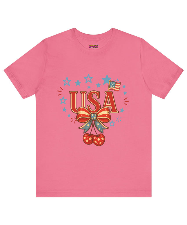 USA CHERRY COQUETTE STARS AND STRIPES TEE