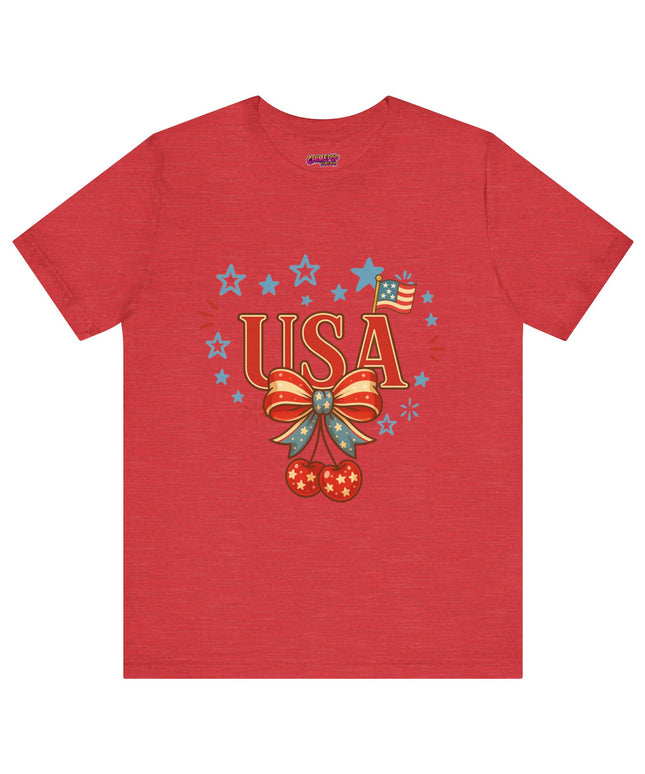 USA CHERRY COQUETTE STARS AND STRIPES TEE