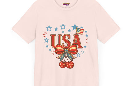 USA CHERRY COQUETTE STARS AND STRIPES TEE