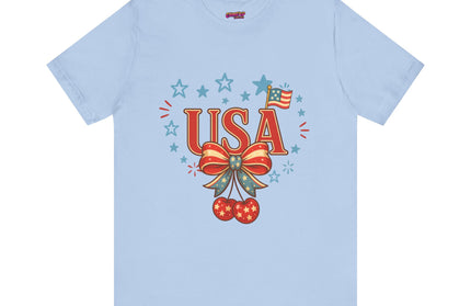USA CHERRY COQUETTE STARS AND STRIPES TEE