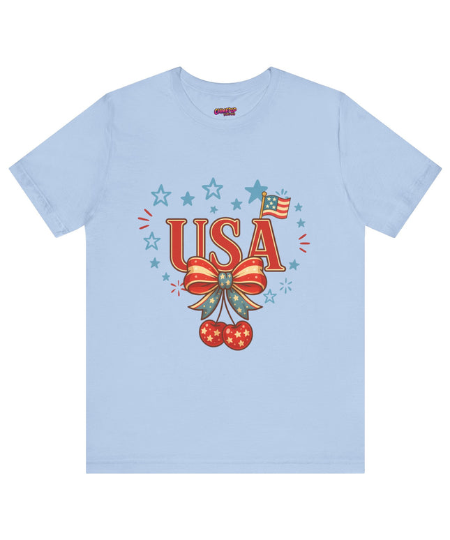 USA CHERRY COQUETTE STARS AND STRIPES TEE