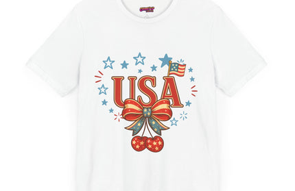 USA CHERRY COQUETTE STARS AND STRIPES TEE