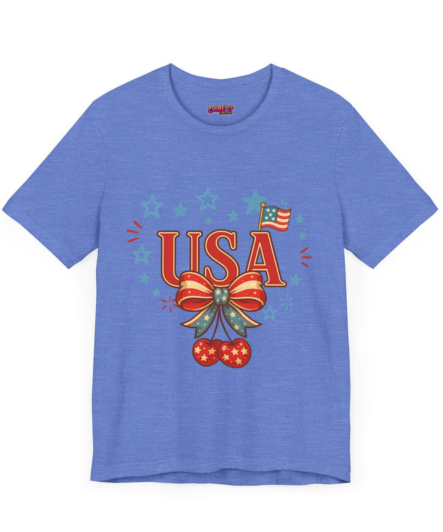 USA CHERRY COQUETTE STARS AND STRIPES TEE