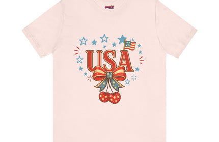 USA CHERRY COQUETTE STARS AND STRIPES TEE
