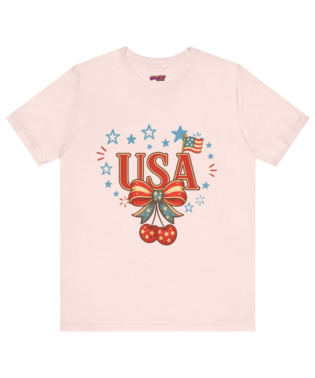 USA CHERRY COQUETTE STARS AND STRIPES TEE