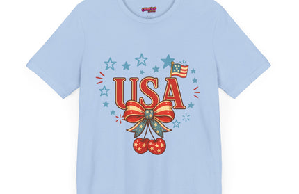 USA CHERRY COQUETTE STARS AND STRIPES TEE