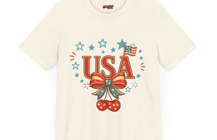 USA CHERRY COQUETTE STARS AND STRIPES TEE