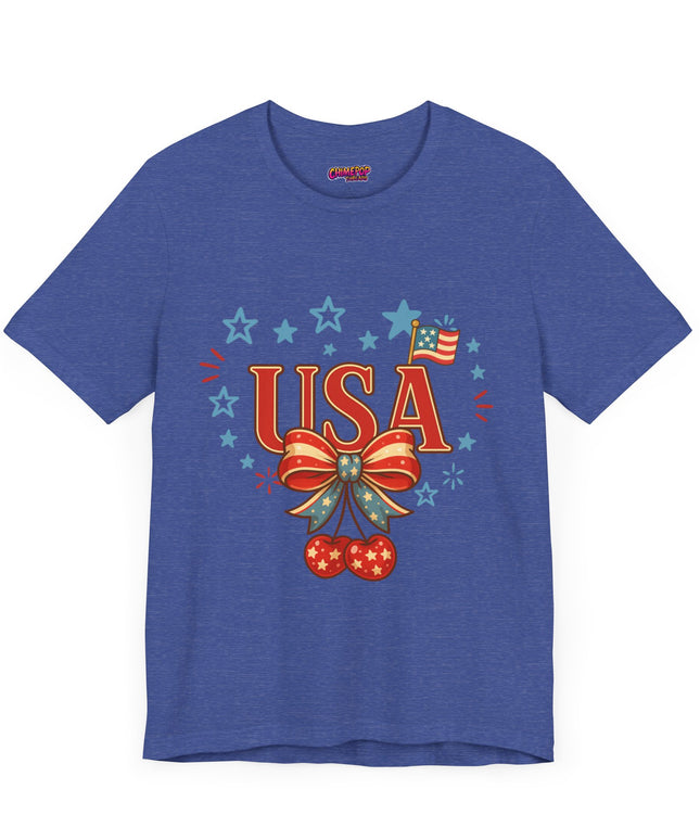 USA CHERRY COQUETTE STARS AND STRIPES TEE